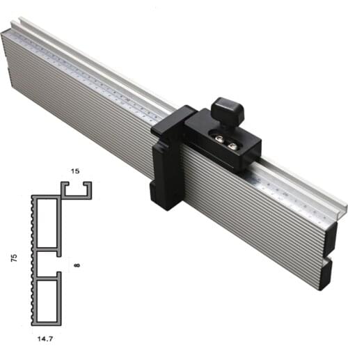 45-122cm 75mm Height Miter Track T-track Stop Sliding Brackets T-Slot Aluminium Profile W/scale Woodworking workbench DIY Tool