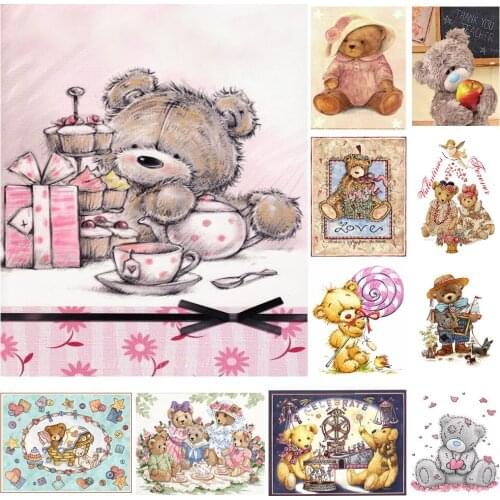 5D Diamond Art Painting Embroidery Full Patterns DIY Diamond Mosaic Cross Stitch Kits Drills Cartoon Bear Home Wall Stickers