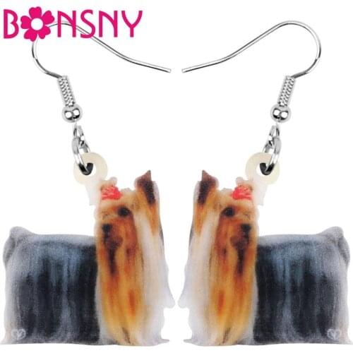 Bonsny Acrylic Yorkshire Dog Earrings Animal Drop Dangle Jewelry For Women Girls Teen Kid Charms Party Decoration Gift Accessory