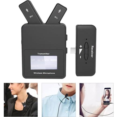 Microphone 2.4G Wireless Clip-on Lapel Lavalier Mic Type-C Lightning Plug for Phone Meeting Portable Mini Stereo Sound Quality