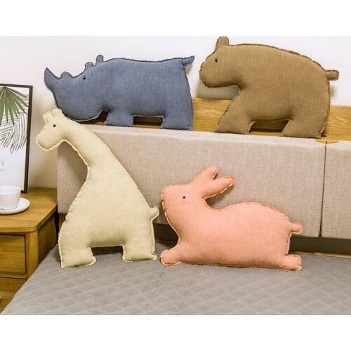 Nordic Ramie Animals Decorative Cushions for Couch Sofa Cushion Throw Pillow Baby Accompany Doll Kids Room Decor Accessories