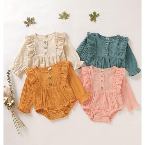 0-18M Baby Girl Romper Spring Newborn Baby Clothes For Girls Long Sleeve Kids Boys Jumpsuit Baby Boys Outfits Clothes Summer