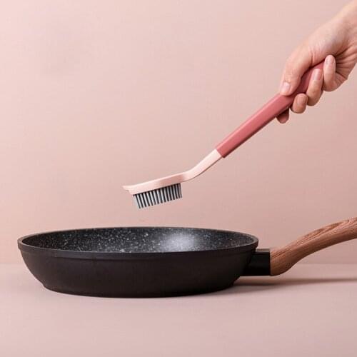 Two-color Long Handle Brush Pot Tool Dishwashing Kitchen Brush Home Multi-function Brush Kichen Accessories