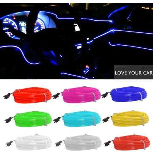 1M/3M/5M Flexible Car Interior Lighting LED Strip Garland Wire Rope Tube Line Neon Light With Cigarette Drive controller