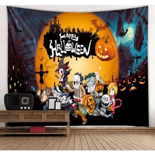 Halloween Tapestry Wall Hanging Pumpkin Lantern Skull Pattern Tapestry Festival Home Decor Wall Cloth Tapestries