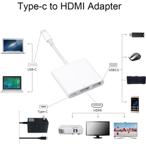 Type-C USB C to HDMI Adapter Cable USB 3.1 Type c Charging Converter Male to Female Digital AV Multiport Adapter