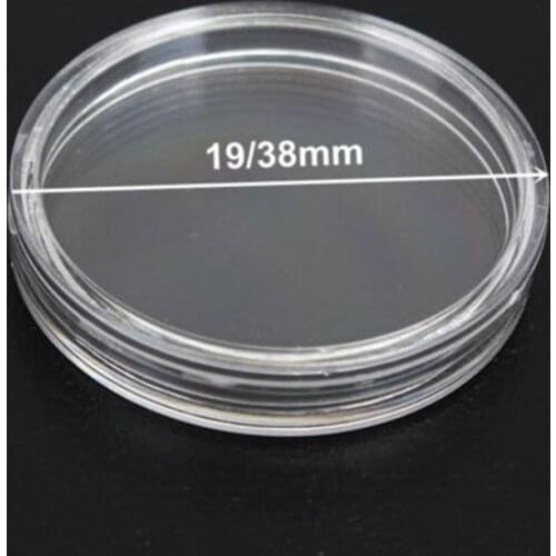38mm Coin Holders Capsule Clear Round Plastic Container Storage Case Supplies