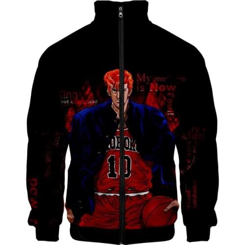Anime SLAM DUNK Cosplay Costume Shohoku High School Sakuragi Hanamichi Harajuku Cardigan Stand Collar Zipper Baseball Jacket