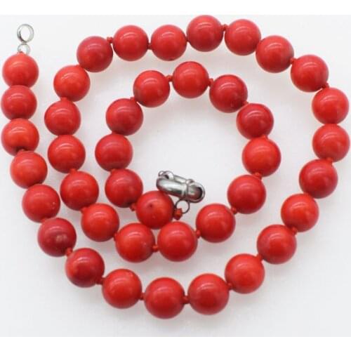 Red coral round 6/8/ 10mm necklace 17inch FPPJ wholesale beads nature