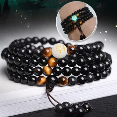1PCS Natural Stone Black Obsidian Magnetic Therapy Bracelet Weight Loss Unisex Slimmy Health Care Bracelet