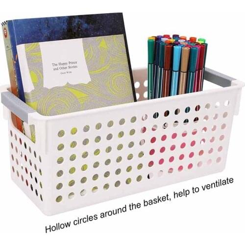 MLGB Small Storage Baskets Plastic Kitchen Cupboards Organiser Storage Basket for Shelf Living Room Bedroom 3 Pack