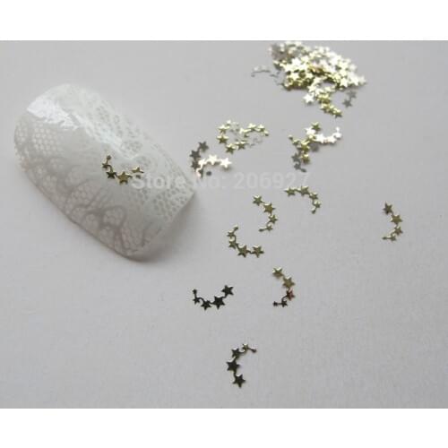 MS133-2 100pcs Gold Cute Stars Metal Sticker Nail Art Metal Sticker Nail Art Decoration Non-adhesive Sticker