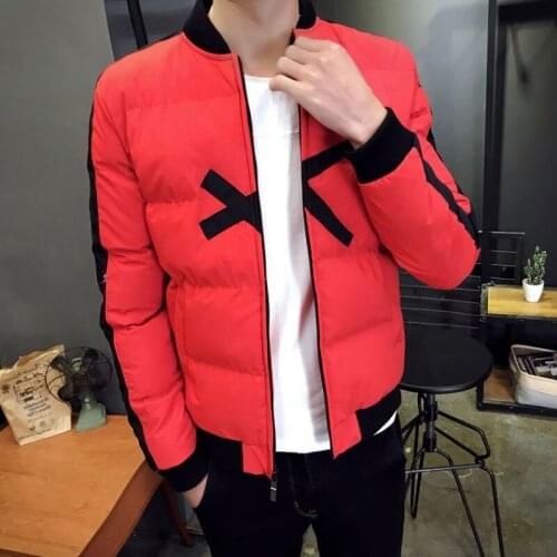 Mens parka coat cotton padded winter jacket jacket mens warm jacket mens solid color stand-up collar zipper thick coat parka