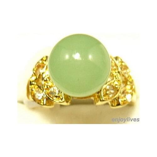 Natural Light Green Jade 18KGP Crystal Butterfly Ring Size: 6.7.8.9