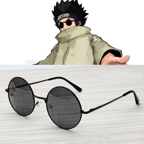 New Anime cosplay Aburame Shino cosplay round lens sunglasses black frame sun glasses widely use anime