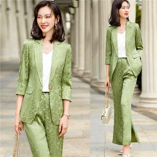 Autumn Casual Womens Clothes Womens Suit Office Two Piece Set Half Sleeve Blazer Suit And Split Pants 2 Piece Set Female LS136