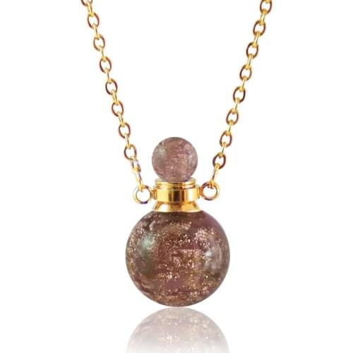 1PC Essential Oil Aromatherapy Bottle Pendant Necklace Murano Glass Perfume Bottle Necklace Stainless Steel Chain Women Jewelry