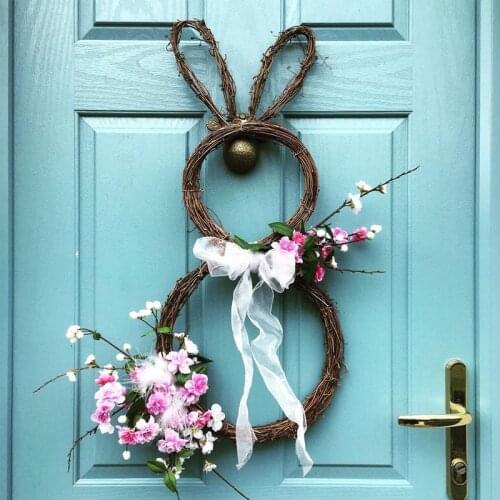 Easter Decorations For Home Rattan Wreath Easter DIY Hanging Garland Decorations Wedding Artificial Flowers 10 15 20 25 30 cm
