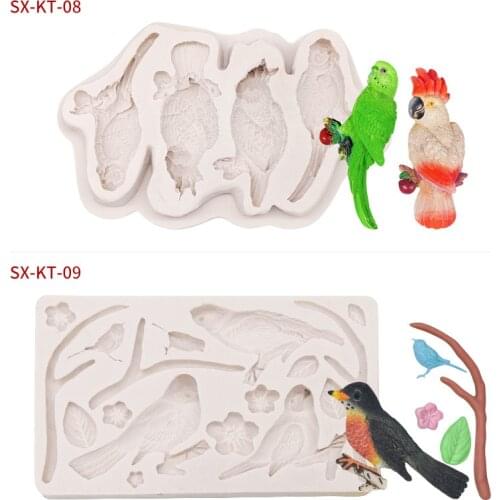 Bird Fondant Cake Mold Parrot Branch DIY Baking Mold Chocolate Mold Cake Decoration Silicone Mold Handmade Soap Mold Pastry Tool
