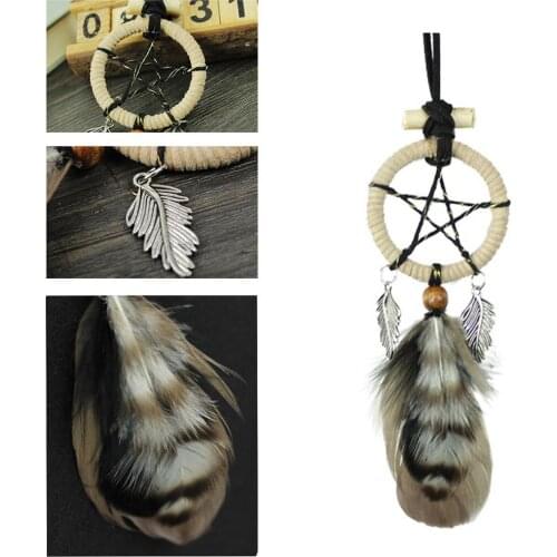 Retro Mini Star Feather Dream Catcher Car Pendant Home Romantic Wall Hanging Decoration Creative Birthday Gifts Crafts Ornaments