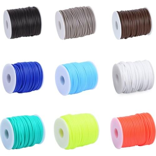 PANDAHALL 2/3/4mm Hollow Rubber Cord For Jewelry Findings Making DIY Pipe Solid Tube Cord Thread Wrap Around White Plastic Spool