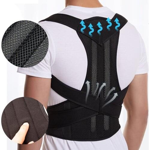 Silver Magnetic Alloy Bone Shoulder Posture Corrector Neoprene Upper Back Brace Straightener Spine Support Belt for Men Women