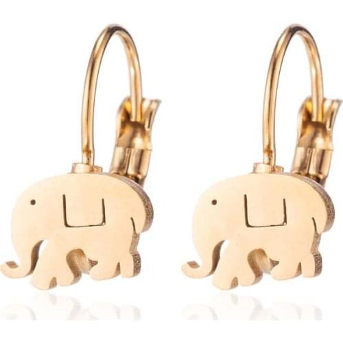 Lovely Stainless Steel Elephant Earrings For Kids Girl Tiny Baby Elephant Stud Hook Earings Metal Animal Jewelry Birthday Gift