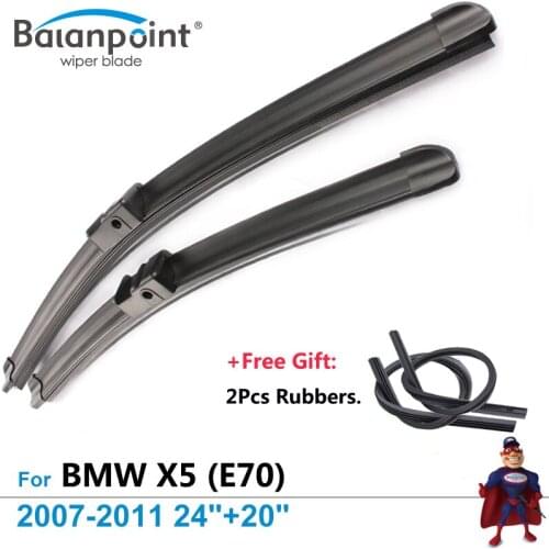 2Pcs Wiper Blades + 2Pcs Free Rubbers for BMW X5 (E70) 2007-2011 24"+20", The Best Windshield Wipers