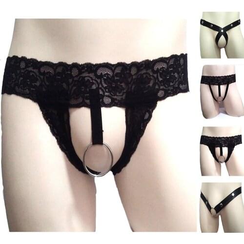 New Mens Sexy See-Through Lace Hollow Panties Underwear Clubwear Thongs Briefs Sexy Lingerie G-Strings Men Clothing