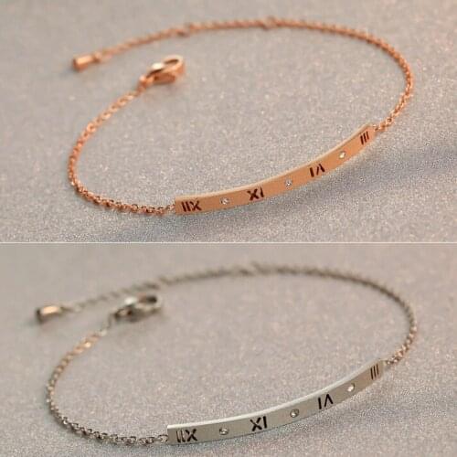 Letter Style Unique CZ Crystal Micro Pave Fashion Bracelets & Bangles Rose Gold Color Crystal Jewelry For Women pulseras