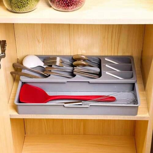 Drawer Cutlery Tray Storage Rack Expandable Retractable Kitchen Tool Drawer Divider Kitchen Storage Cabinet Plastic