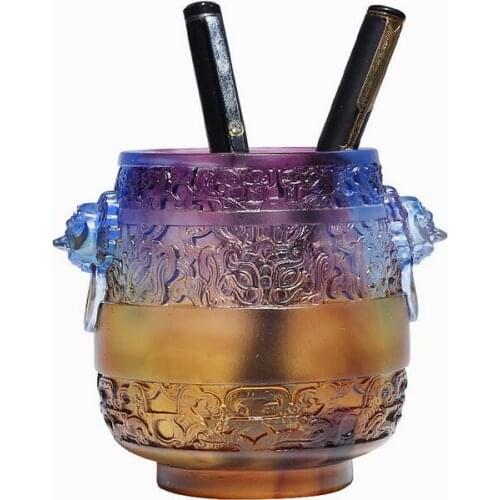 High-grade glass crafts pen holder creative fashion desk decoration