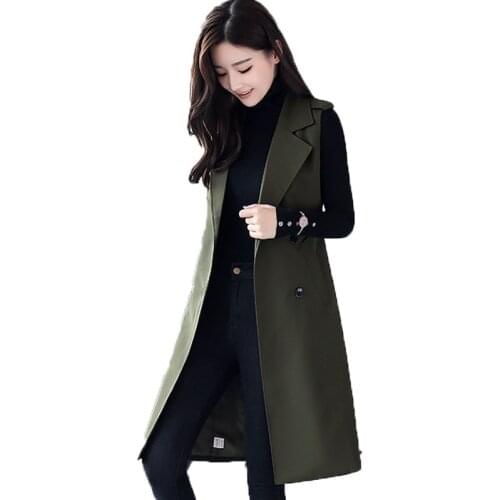 Sashes Vest Womens Mid-Length Korean Spring Autumn New Suit Collar Waistcoat Sleeveless Jacket Trend Outerwear Female Vest C