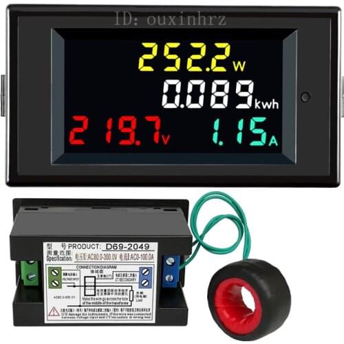 AC LCD Digital Panel Wattmeter Energy Power Meter Voltage Voltmeter Current Ammeter Frequency Indicator