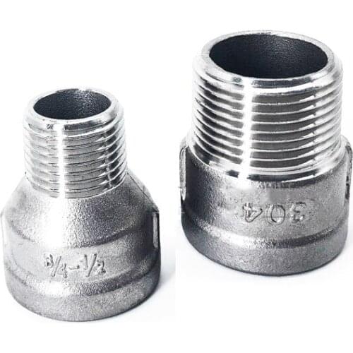 1/4" 3/8" 1/2" 3/4" 1" 1-1/4" 1-1/2" BSP Female To Male Thread 304 Stainless Steel Socket Reducer Pipe Fitting Connector Adapter