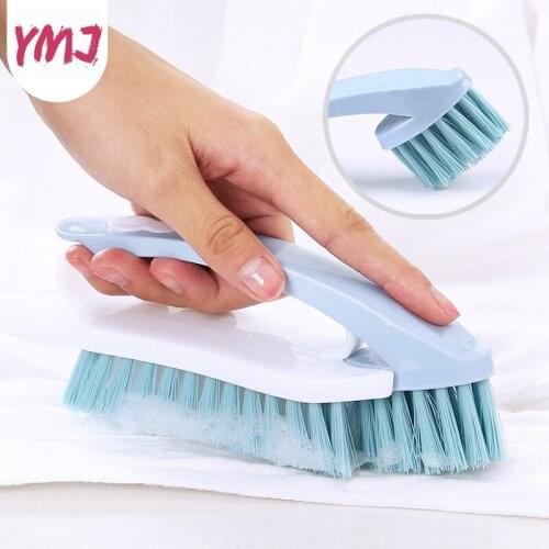 1pc Multi-functional Candy Color Cleaning Brush Laundry Brush 2 in One Detachable Shoes Brush Bathroom Kitchen Cleaning Brushes