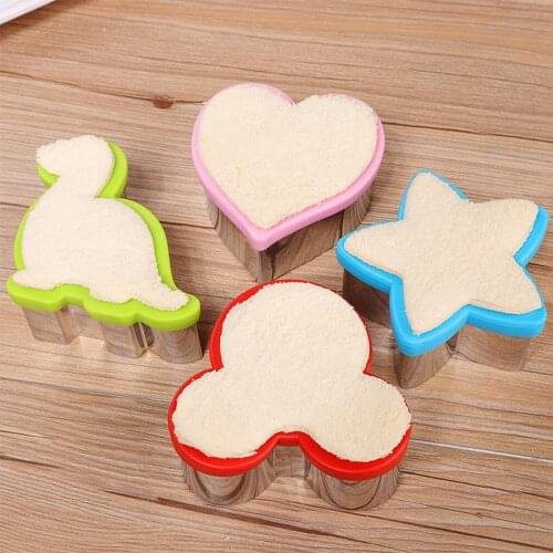 1PCS Sandwich Cutter For Kids Animal Dinosaur Star Heart Shape Stainless Steel Bread Mould Metal Cookie Cutters Biscuit Mold