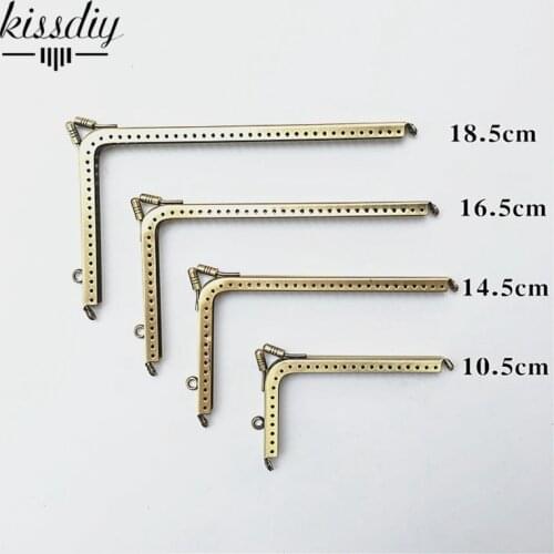 10 PCS 14.5 16.5 18.5cm L Shape Smooth Finish Bronze Right Angle Coins Purse Frames DIY Metal Kiss Clasp Bags Accessory Parts