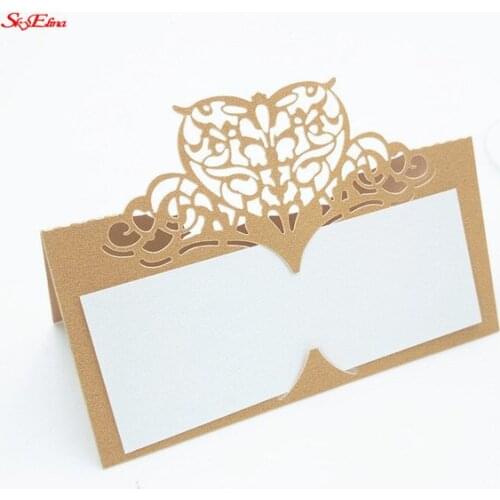 10Pcs Laser Cut Heart Seat Card Wedding Birthday Party Decoration Vintage Table Number Name Card Place Cards Wedding 5Z-SH871