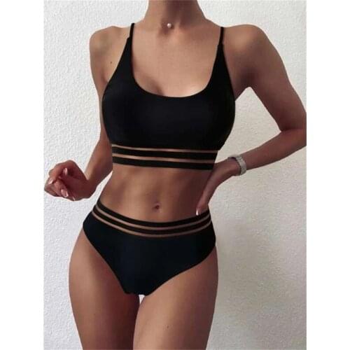 2021 Sexy Solid Swimsuit Women Swimwear High Waist Lace Push Up Bikini Set Brazilian Bathing Suit Women Summer Beach Wear