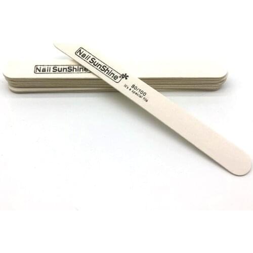 25pcs Wooden Nail Files For Manicure 80/100 White Sandpaper Sanding Nail Buffer Straight Wood Strong Thick Nail Polish Files