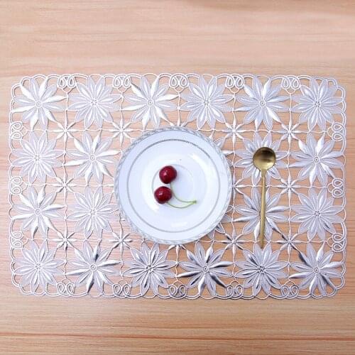 4PCS 30X45cm Non-Slip Flower Pattern Table Mat Kitchen Decoration Accessories PVC Placemat Plate Dish Hot Pads