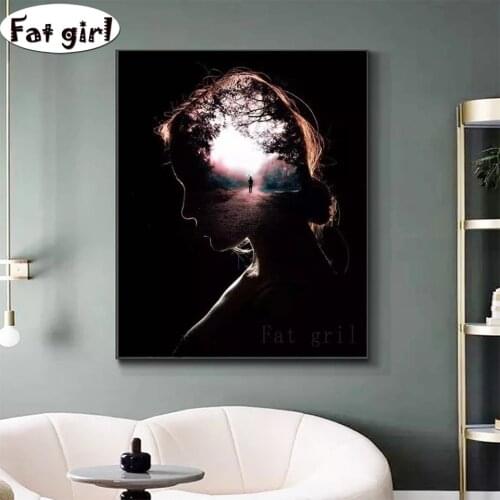 Fantasy Woman 5D Picture DIY Diamond Painting Cross Stitch Wall Art Abstract Landscape Tree Diamond Embroidery Mosaic Home Decor