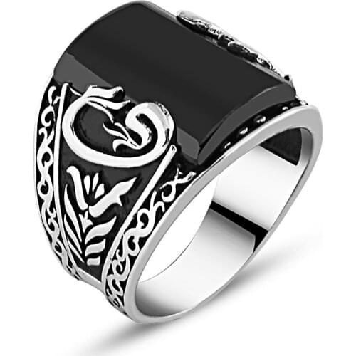 925 sterling Silver Onyx Gemstone Ring