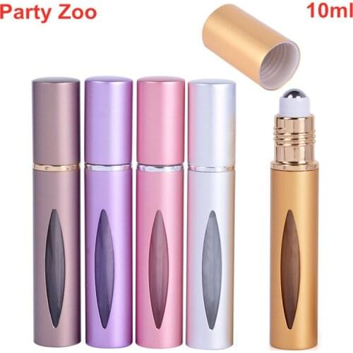 100 X10ml Aluminum Perfume Bottle Steel Roll-on Essential Oil Bottle Mini Travel Refillable Case Convenient Cosmetics Oil Bottle