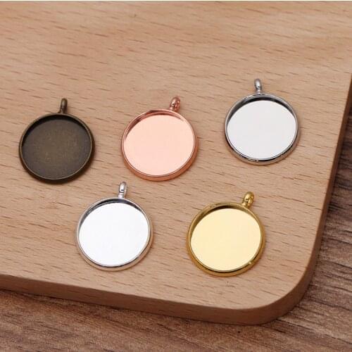 100 PCS 10-12-14-16-18-20mm Round Cabochon Base Metal Brass Round Charms Pendant Base Settings For DIY Jewelry Making