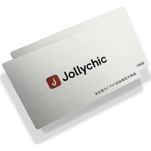 Free Shipping 0.38MM Brushed Metalic Silver PVC Business Card Printing
