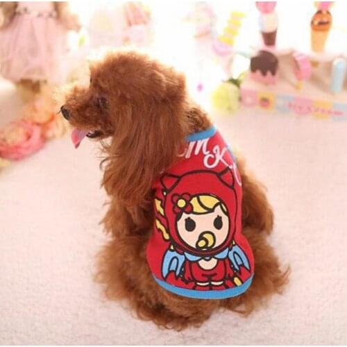 Dog Blouse Cartoon Printing Round Neck Cotton Two-legged Pet Sweatershirt Pullover Summer dresses 강아지 여름옷