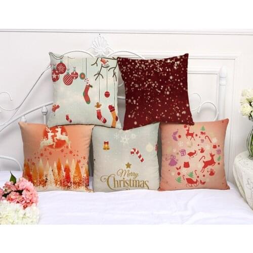 Decorative Pillow Case Christmas Day Snowman penguin Pillowcase 17.5 Inches Cotton Linen Chair Seat Throw Pillow Cover CM1007
