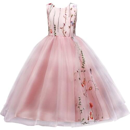 Kids Dresses For Girls Pageant Graduation Gown Clothes Girls Sleeveless Princess Wedding Party Dress Childrens Flower Vestidos